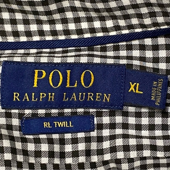 Polo Ralph Lauren Black Check Twill Shirt XL Plaid Button-Up Quiet Luxury - Picture 5 of 8